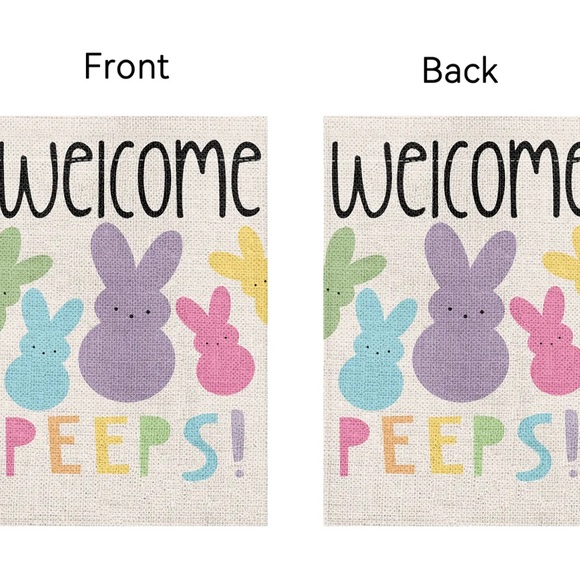 New Welcome Peeps Spring Bunny Garden Flag, 12x18 - Picture 2 of 2